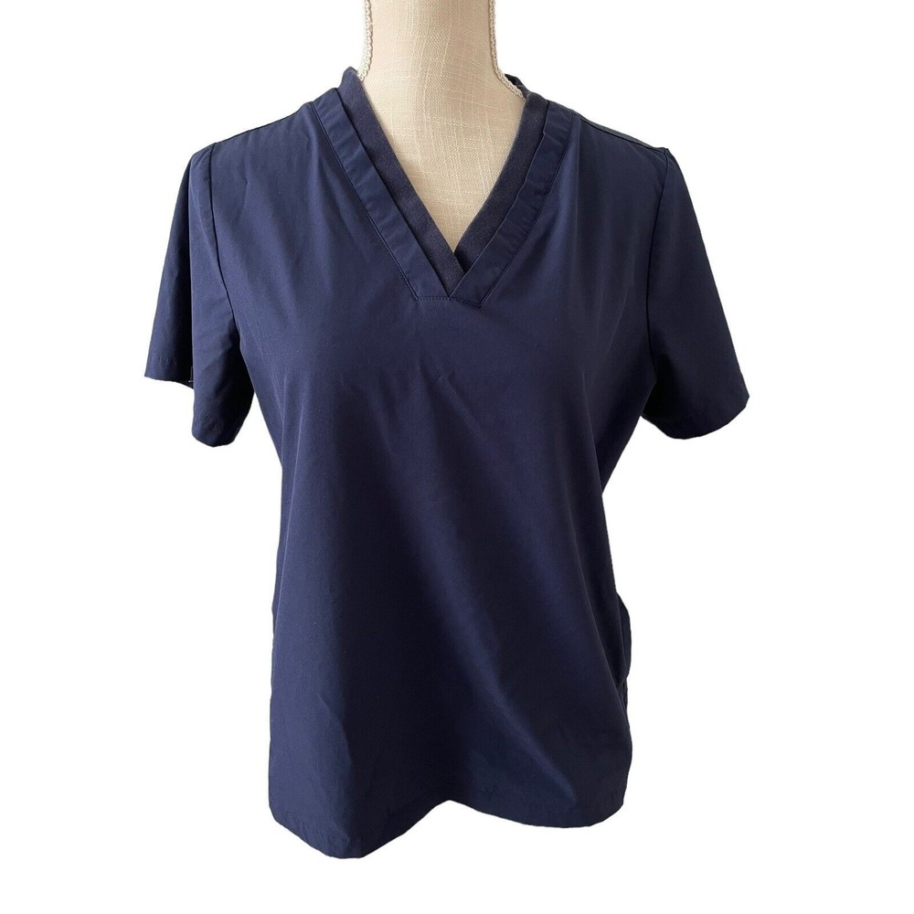 Figs Scrub Top Women's Size Medium Citrine Blue Technical Collection W22SW1005